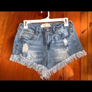 Altar’d State fringe blue jean shorts
